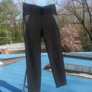 Faux Leather detailed stretchy slim leg black pants sz14 fits smaller